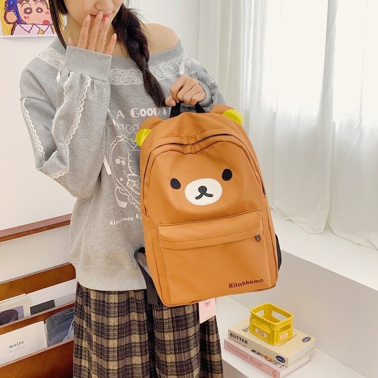 新しい日本のかわいいクマブラウン大容量漫画バックパックレジャー旅行学生ソフトガールバックパックスクールバッグ|undefined