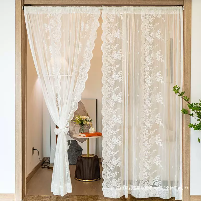 Cloth with velcro, white lace curtain for living room, french style