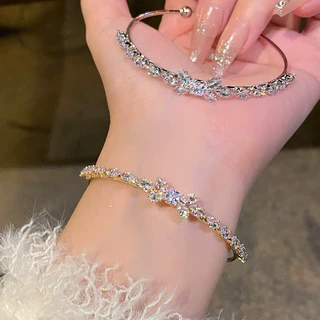 超仙精致甜美百搭超闪锆石蝴蝶结手镯小众设计高级感轻奢手环手饰