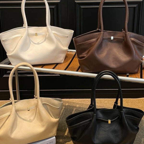 Cross-Border Large-Capacity Pleated Bag, Fashionable and Simple Soft Leather Shoulder Bag, Hand-Held Underarm Bag, Women's Travel Bag