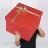 Big red gift box happy birthday touch lamp raffia