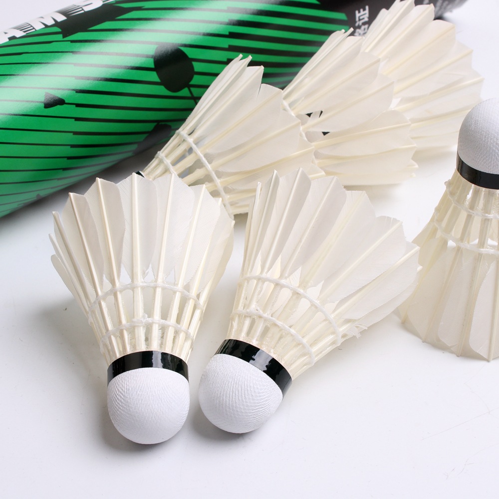 Professional Durable Badminton Training Balls, 12 Goose Feather Balls for Amateur Indoor and Outdoor Use, with Stable Flight