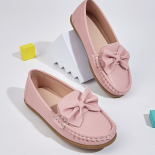 Girls' Shoes Round Toe Shallow Mouth Bow Beanie Shoes Soft Sole Girls' Shoes Girls' Casual Flats Shoes Slip-On Shoes