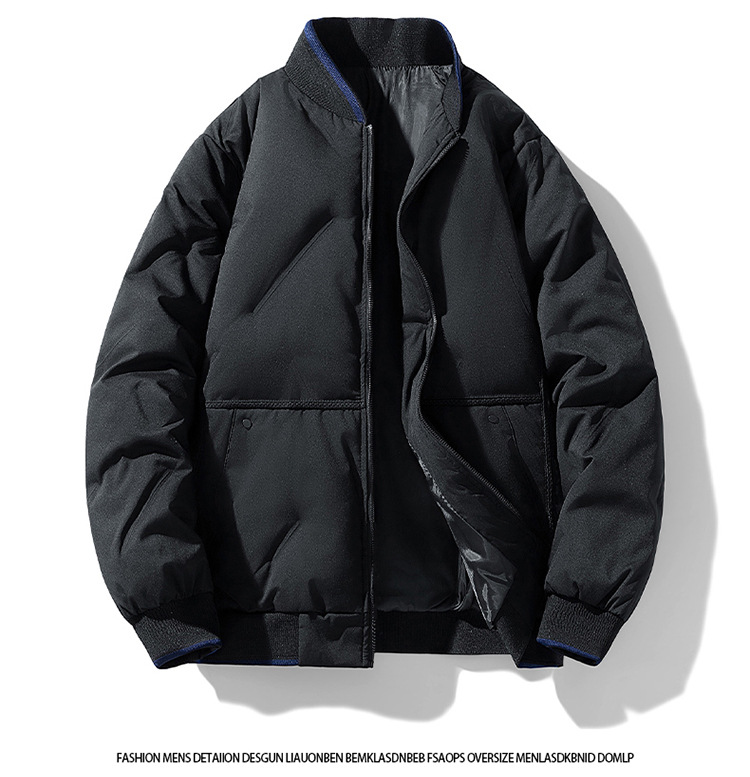 Large Size Padded Jacket Men's Baseball Collar Padded Jacket Casual Loose Warm Thickened Couple Padded Jacket_viptrois.com