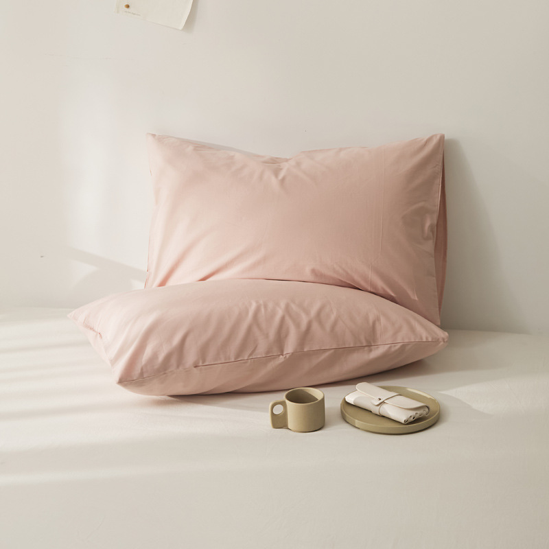 Algodón de alta calidad 60s una sola funda de almohada de algodón lavado con agua funda de almohada de algodón de color sólido funda de almohada de piel un par de 100 funda de almohada de algodón