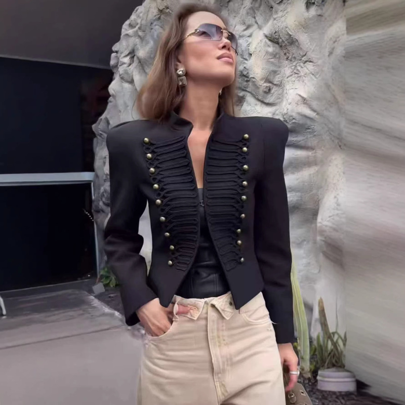 Za Cross-Border European and American Foreign Trade Women's Clothing Aliexpress Hot-Selling Autumn Retro Versatile Stand-Collar Short Jacket