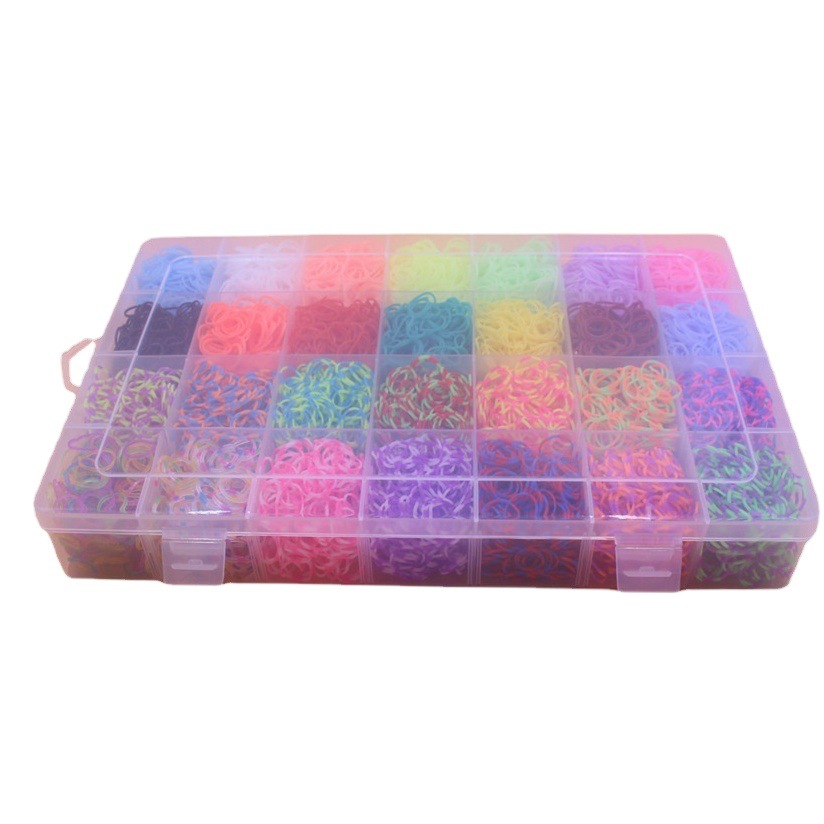 Pulsera DE LOS NIÑOS transfronterizos DIY banda de goma hecha a mano 28 rejilla Arco Iris banda de goma tejida Amazon Venta caliente regalo