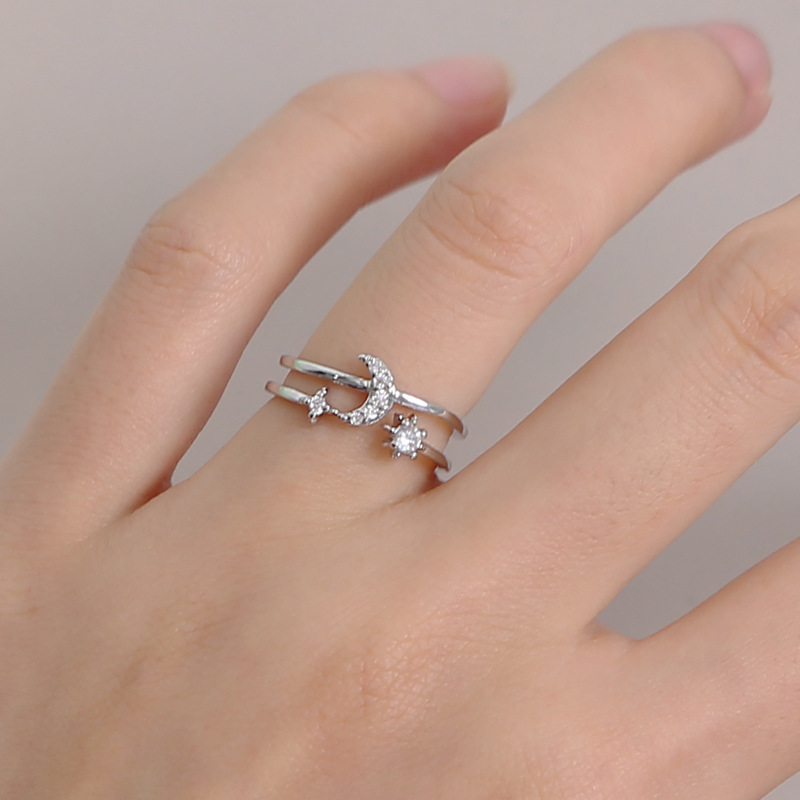 Ring Xingyue double-layer cross open single ring ins cold style simple single ring female index finger ring_voghion.com