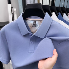 跨境丝光长绒棉polo衫男2025夏季新款高端商务翻领短袖休闲t恤男
