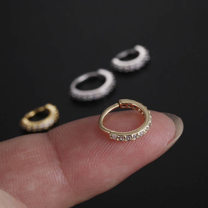 Copper Material Simple Style Circle Copper Inlay Zircon Nose Ring Nose Pin