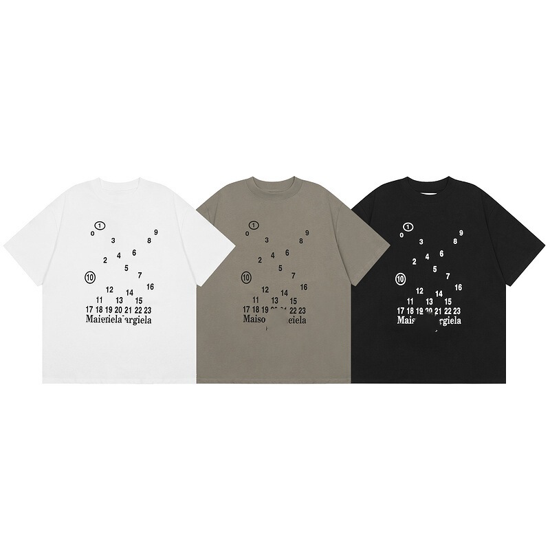 Mm6マギラtシャツ2023夏新作男女カップル服アラビア数字プリント半袖|undefined