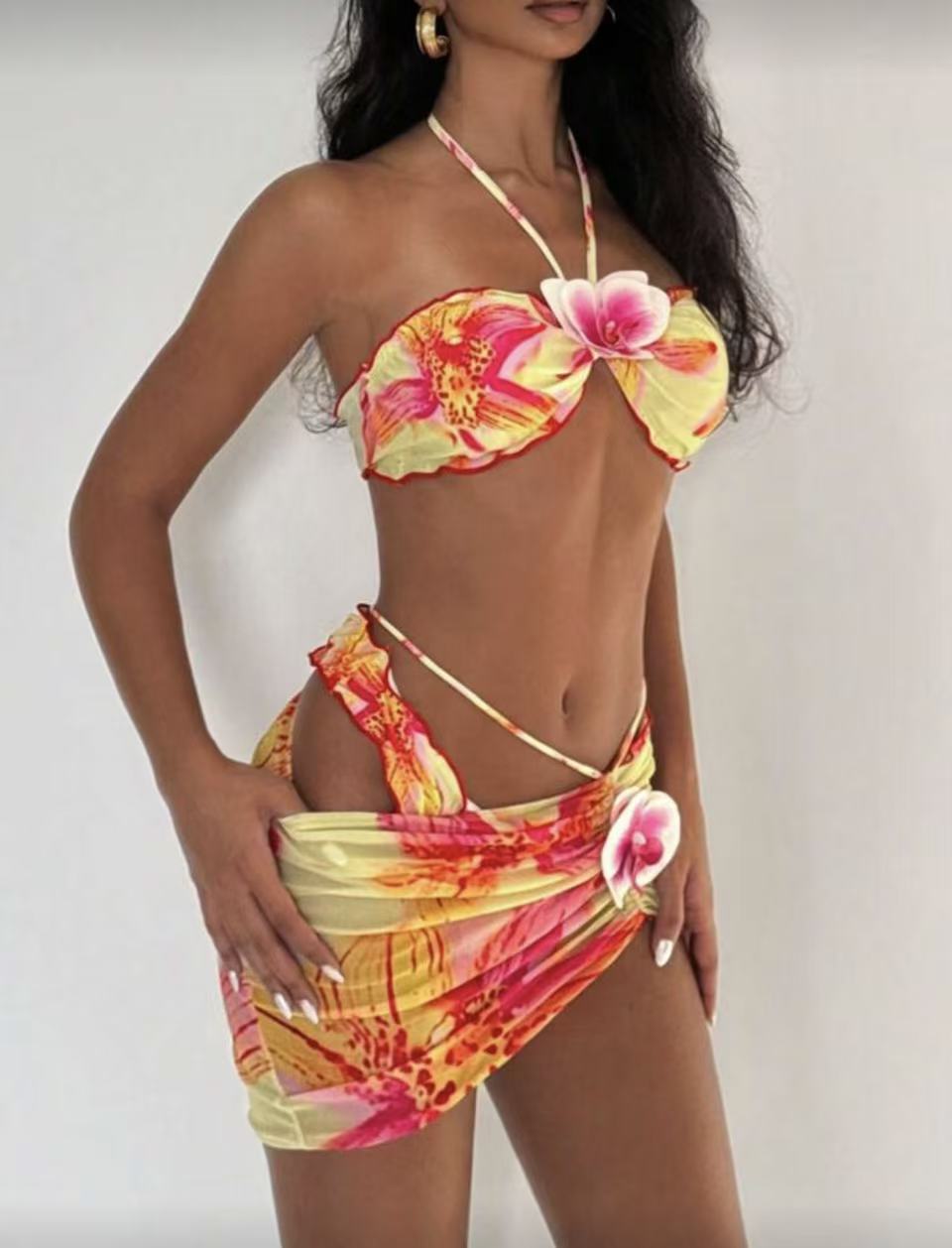 Women's Three Piece Bikini Set Triangle Style Sexy Swimwear_voghion.com