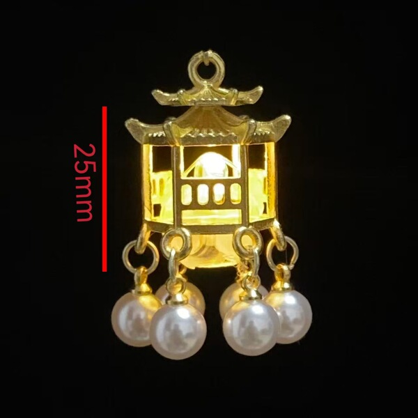 Luminous Palace Lantern Fan Pendant Creative Refrigerator Sticker Lantern Accessories Antique Pressure Placket Pendant Keychain Hanging Pendant