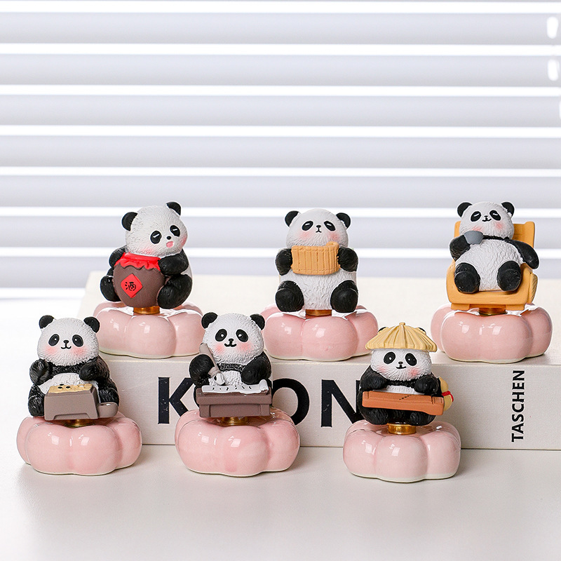 Trendy Wooden Carving Style Panda Rotating Ceramic Ornament Jingdezhen Ceramic Rotating Base Porcelain Small Decoration Trinket Trendy Wooden Carving Style Panda Rotating Ceramic Ornament Jingdezhen Ceramic Rotating Base Porcelain Small Decoration Trinket