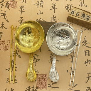 Silver bowl silver chopsticks every year more than gold and silver bowl gift box silver bowl three pieces will sell insurance travel gifts