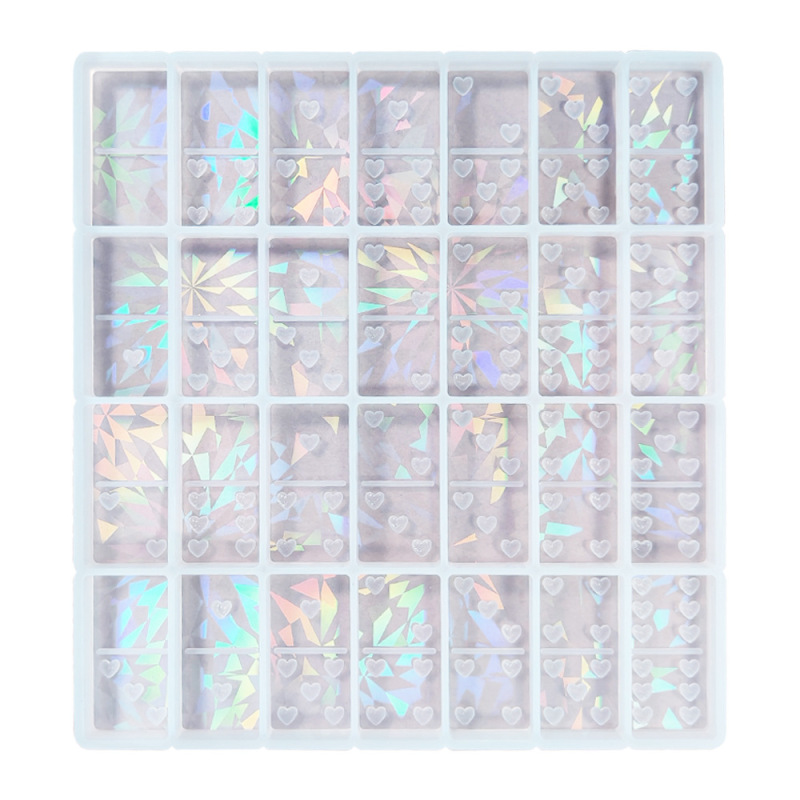 ホログラム愛ドミノ骨牌シリコン金型diyホログラムレーザードミノ|undefined