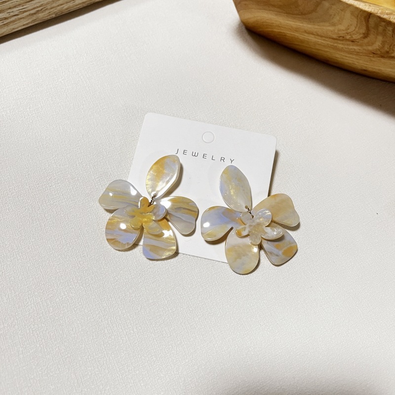 Acetic acid sheets Material 1 Pair Exaggerated Sweet Flower Stoving Varnish Acetic Acid Sheets Ear Studs