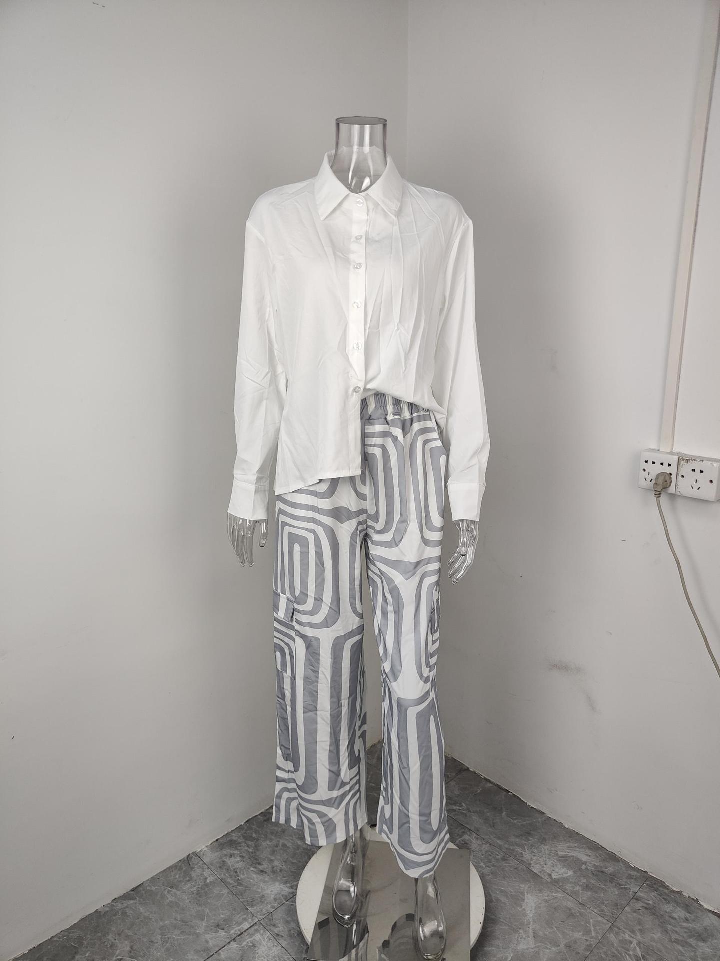 2026 New Spring Women's Clothing European And American Cross-Border Fashion Suit Commuting Simple V-Neck Printed Long_ecoleips.com
