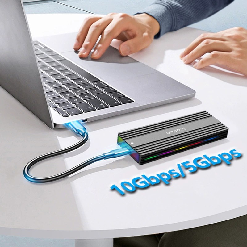 Коробка для SSD-дисков M.2 USB 3.1 НVMe Dual protocol Type-C с RGB, алюминиевый сплав, переносной внешний диск