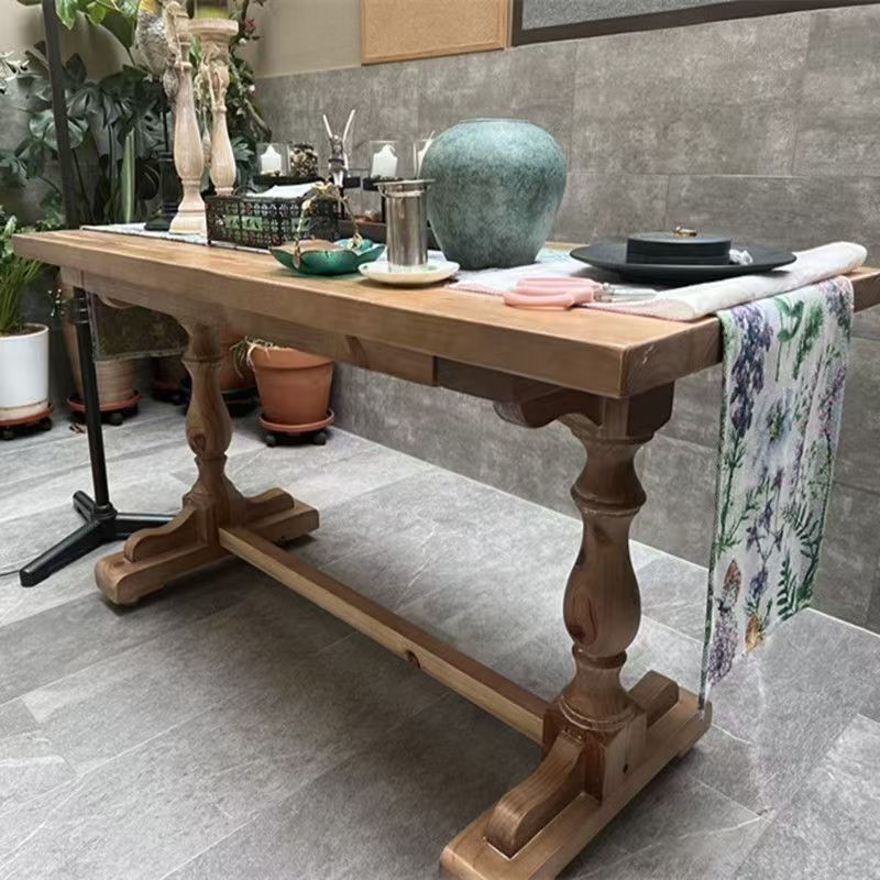美式法式乡村复古实木长桌餐桌家用餐桌椅原木组合长方形桌椅饭桌|undefined