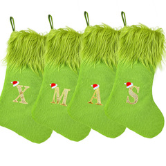 クロスボーダークリスマス装飾用品クリスマスソックスニットグリーンぬいぐるみクリスマスソックスレターソックスキャンディーギフトバッグ