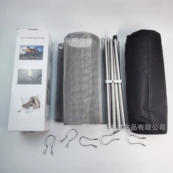 Camping Outdoor Barbecue Grill Folding Fire Rack Tent Wood-Burning Barbecue Stove Wood Stove Heater Folding Cassette Stove