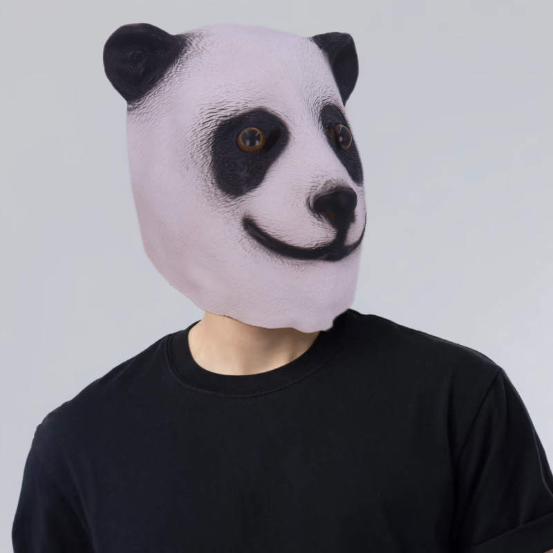 Halloween divertido panda gigante látex animal casco mascarada linda máscara en vivo accesorios de juego de fiesta