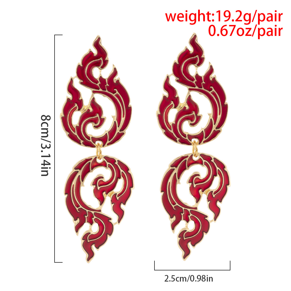 Geometric Exaggerated Hollow Oil Drip With Ethnic Style, Three-dimensional Double Flame, Niche Earrings_voghion.com