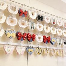 韩版宠物格子围嘴蝴蝶结项圈唯美蕾丝围嘴棉布围嘴狗狗饰品一件批