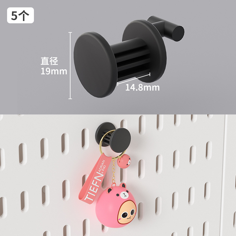 [new style] 5 small round hooks black