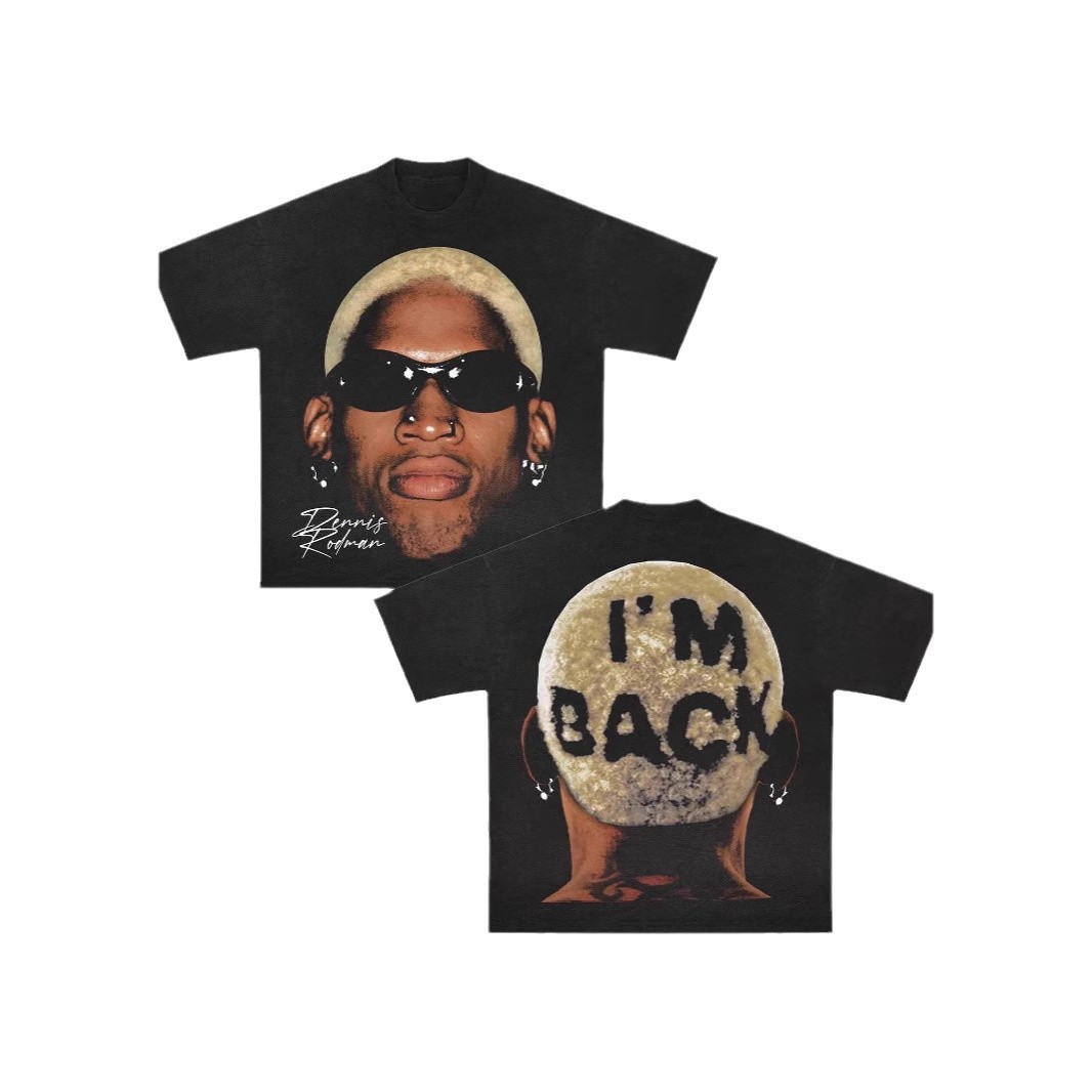 European and American Creative Design Street Hip Hop Figure 3D Pattern Cotton 2025 Spring Top