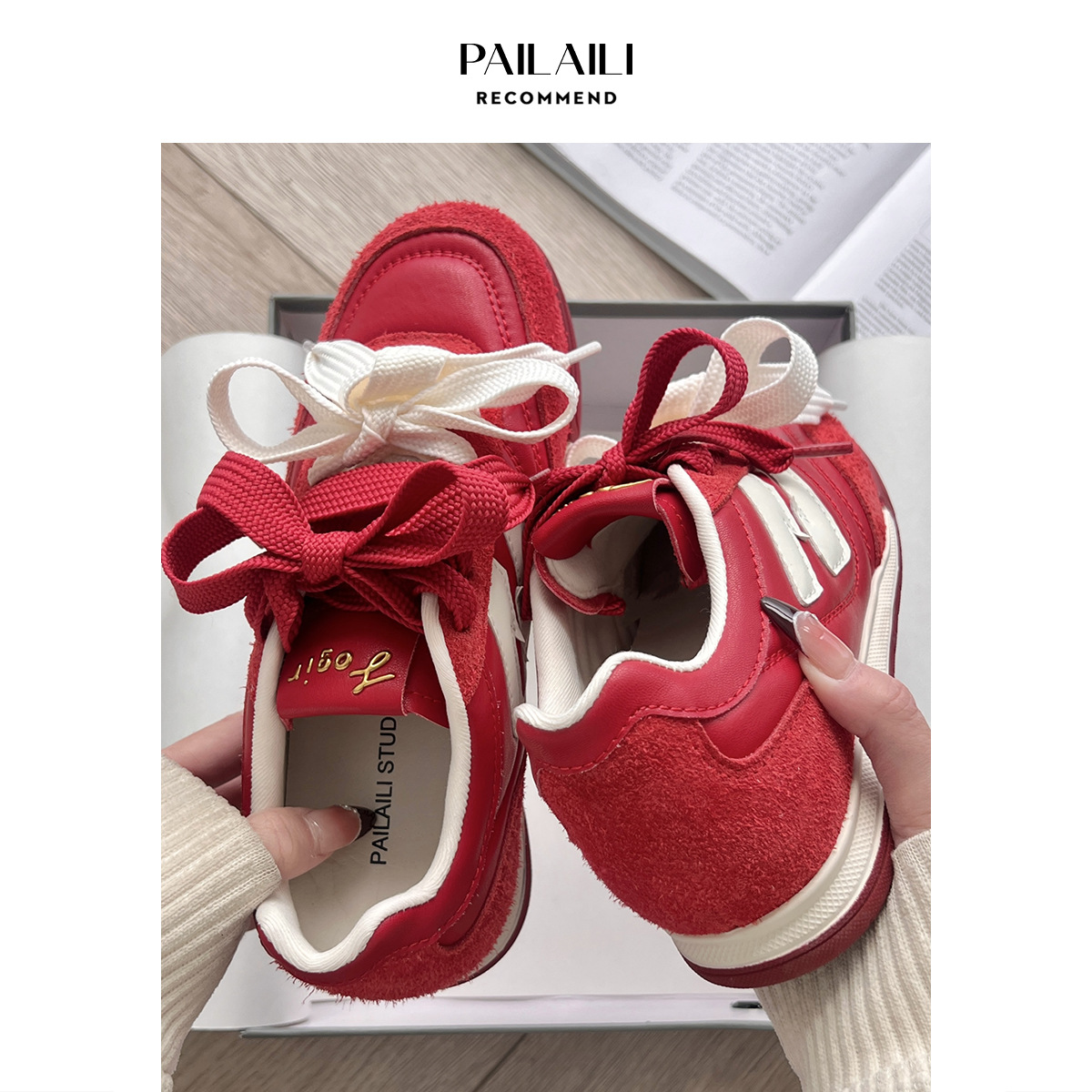 Primavera de 2025 nuevos zapatos de entrenamiento de 4cm de altura de tacones de pieza de cuero esmerilado nicho de zapatos deportivos casuales de color combinado Agan