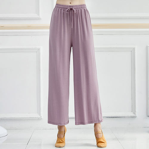 Dance pants for women adult modern classical ethnic square jazz practice clothes straight body wide leg trousers modal
