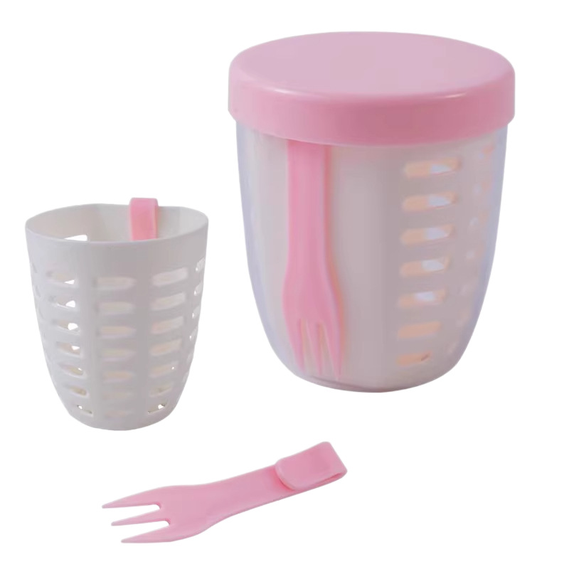 Taza de fruta licuable de alto valor nominal Taza de ensalada portátil de grado alimenticio con tenedor para salir y llevar caja de picnic sellado