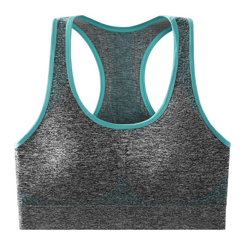 Ropa interior de Deportes de espalda de belleza en forma de I de algodón sin costura de alto carbono para mujeres Cuello redondo clásico cómodo piel-pegarse ropa interior deportiva inalámbrica