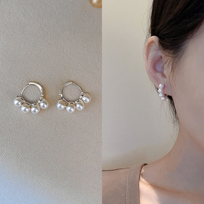 D0147珍珠耳扣-银色