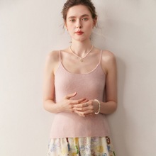 2025秋冬新款女U型领山羊绒吊带纯色修身无袖针织打底外穿小背心