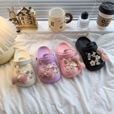 Детские мультяшные пляжные тапочки в стиле Crocs на платформе на лето и осень подходит для мужчин и женщин, 2025 года, можно носить двумя способами