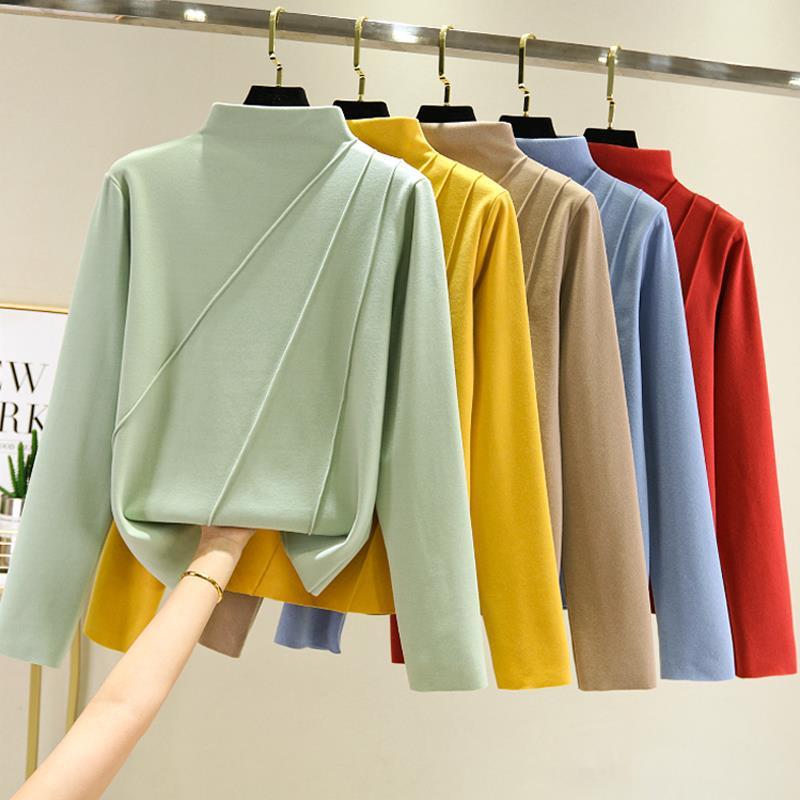 Five-season home large-size base shirt covering belly and making you…