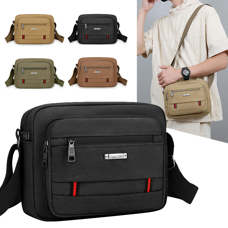 Comercio exterior nuevo bolso de hombro para hombres, bolso de lona de textura simple multicapa de gran capacidad, bolso de mochila de moda ligero