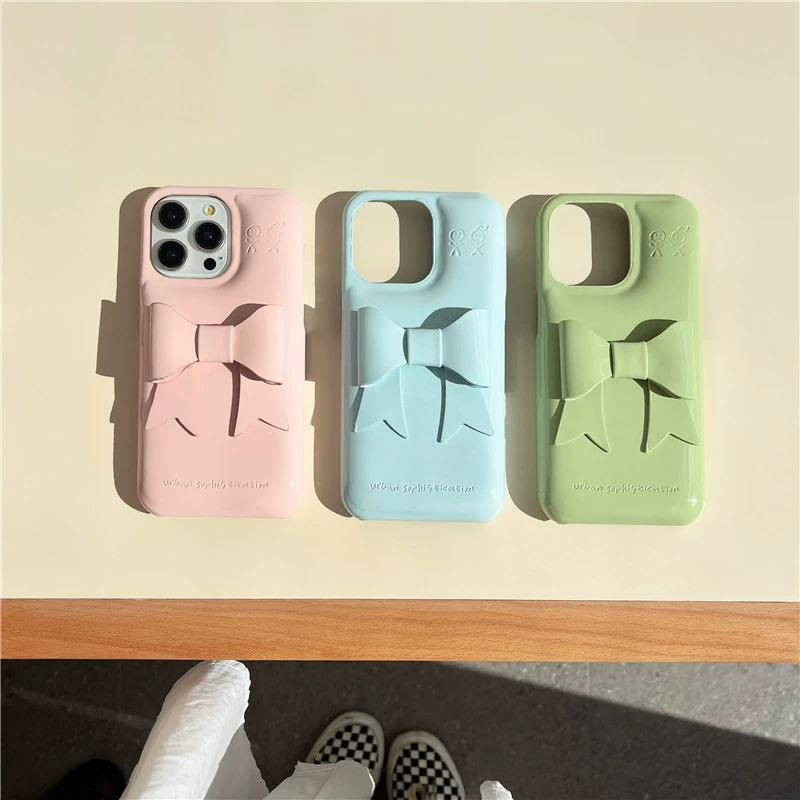Apple, трехмерная совместимая чехол для iPhone 16/15 с бантом, чехол для телефона, iphone, 13, 15promax, защита от падения