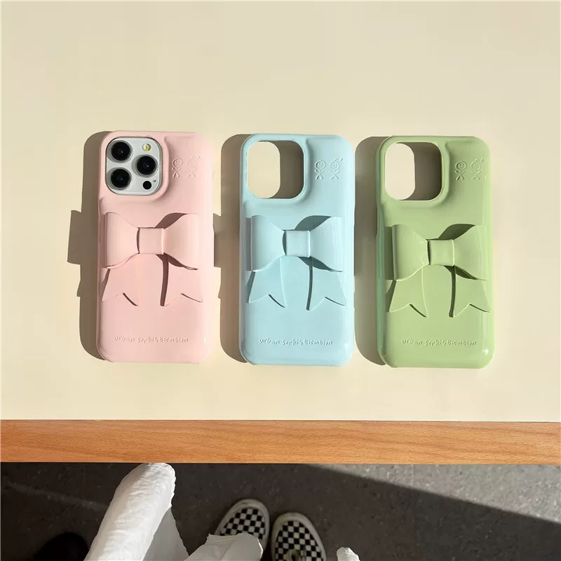 Apple, трехмерная совместимая чехол для iPhone 16/15 с бантом, чехол для телефона, iphone, 13, 15promax, защита от падения