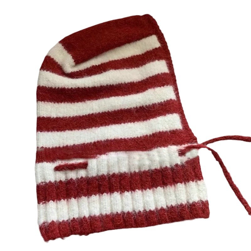 Çizgili balaklava çocuk sonbahar kış soğuk geçirmez sıcak bir atkı, örme ipliği entegre, Lei Feng şapka, büyük_voghion.com