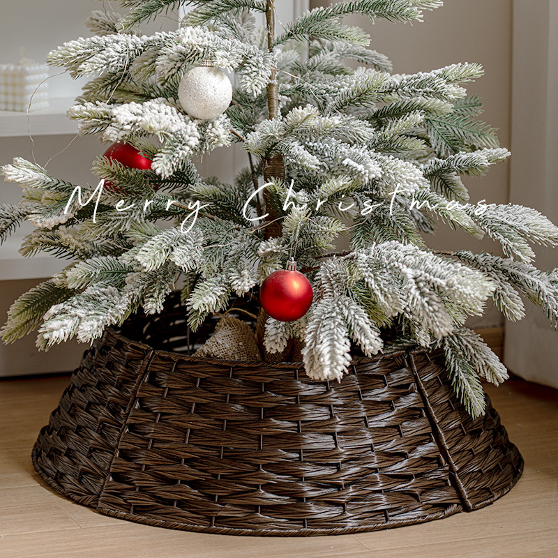 クリスマスツリー装飾ベースクリスマスツリーバスケット木のスカートとフェンスクリスマス装飾品家庭用シーンの配置|undefined