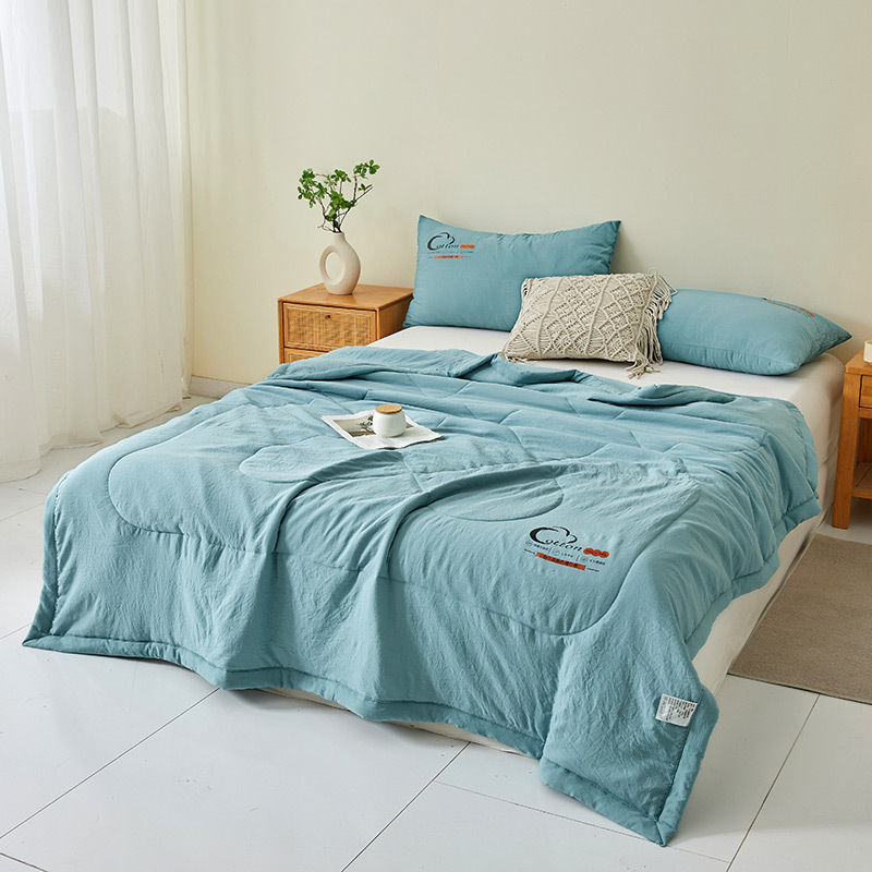 일본산 워싱 코튼 여름 이불 - 뉴 스카이블루