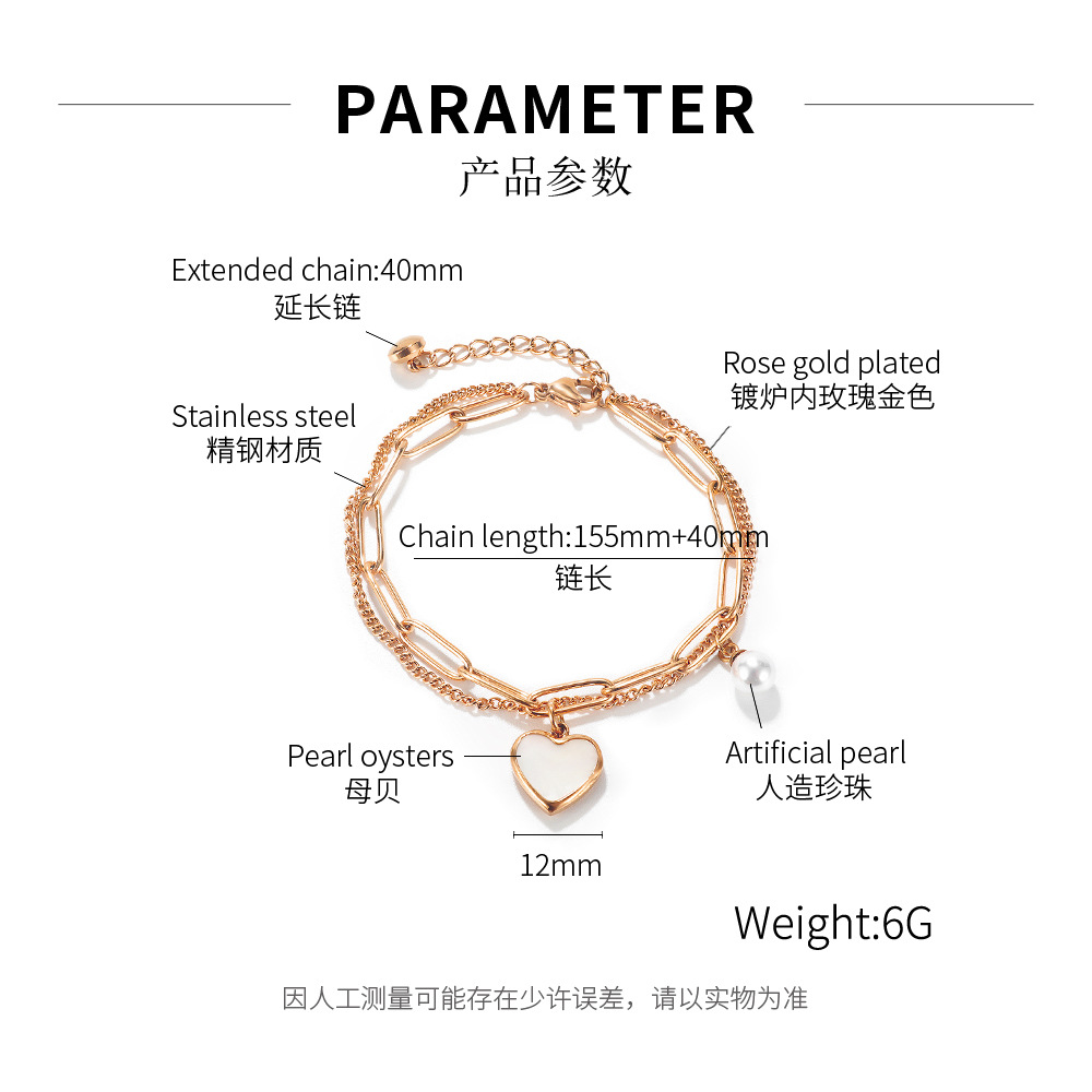 Geometrisch Titan Stahl Künstliche Perlen Hülse Armbänder In Masse display picture 1