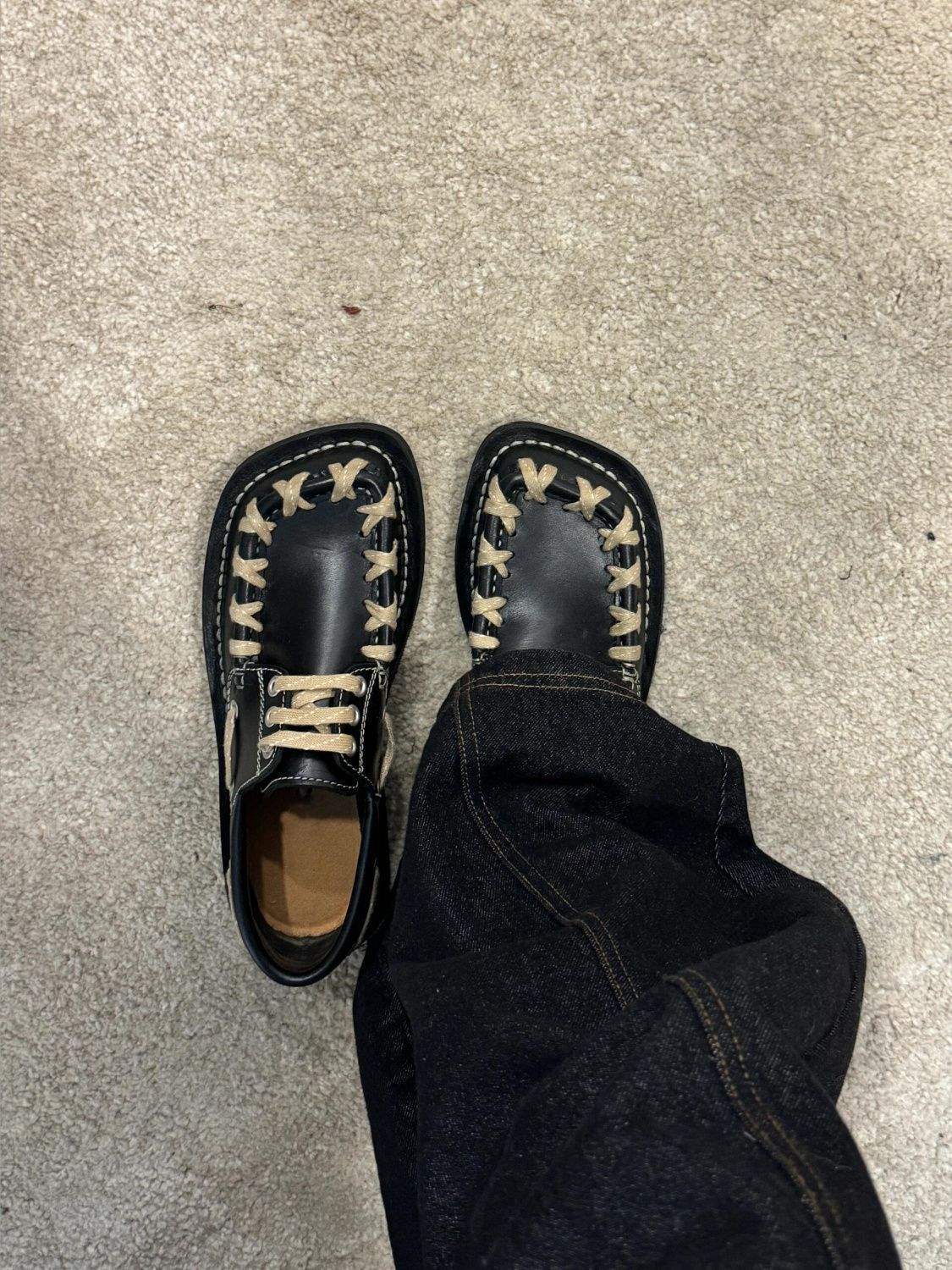 ShoeVault Derby Shoes For Men And Women, Casual Trendy Square-Toed British Style Leather Shoes, Commuting Niche Woven Design Retro_voghion.com