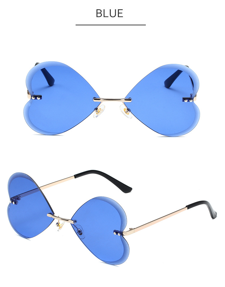 Butterfly Frameless Sunglasses Retro Trend Love Heart Personality Metal Sunglasses For Women_viptrois.com