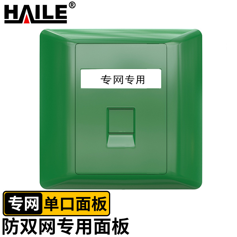 内外网转换单口网络面板绿色（不带模块）