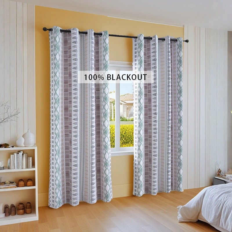 Cortinas opacas estampadas estilo nórdico minimalista salón_voghion.com